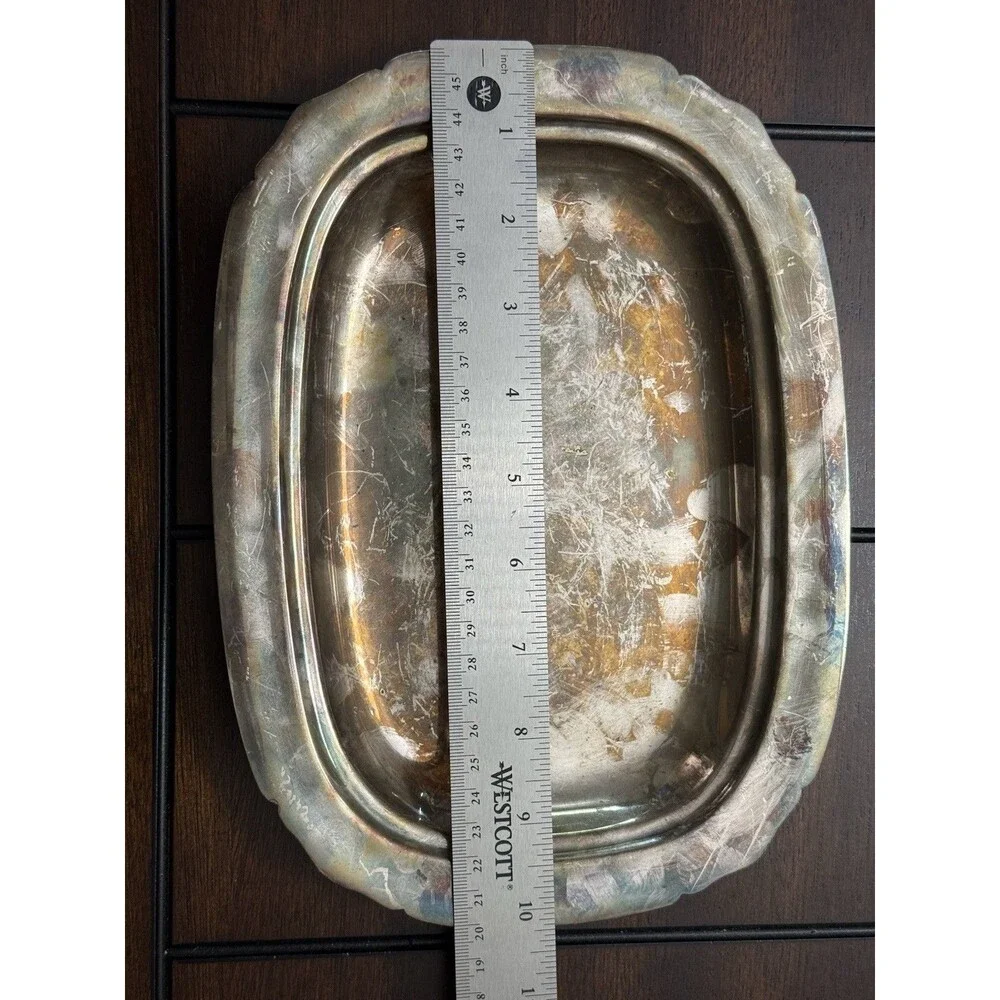 🔥RARE-1952 Vintage Reed & Barton Silver Plated Rectangular Serving Tray Patina